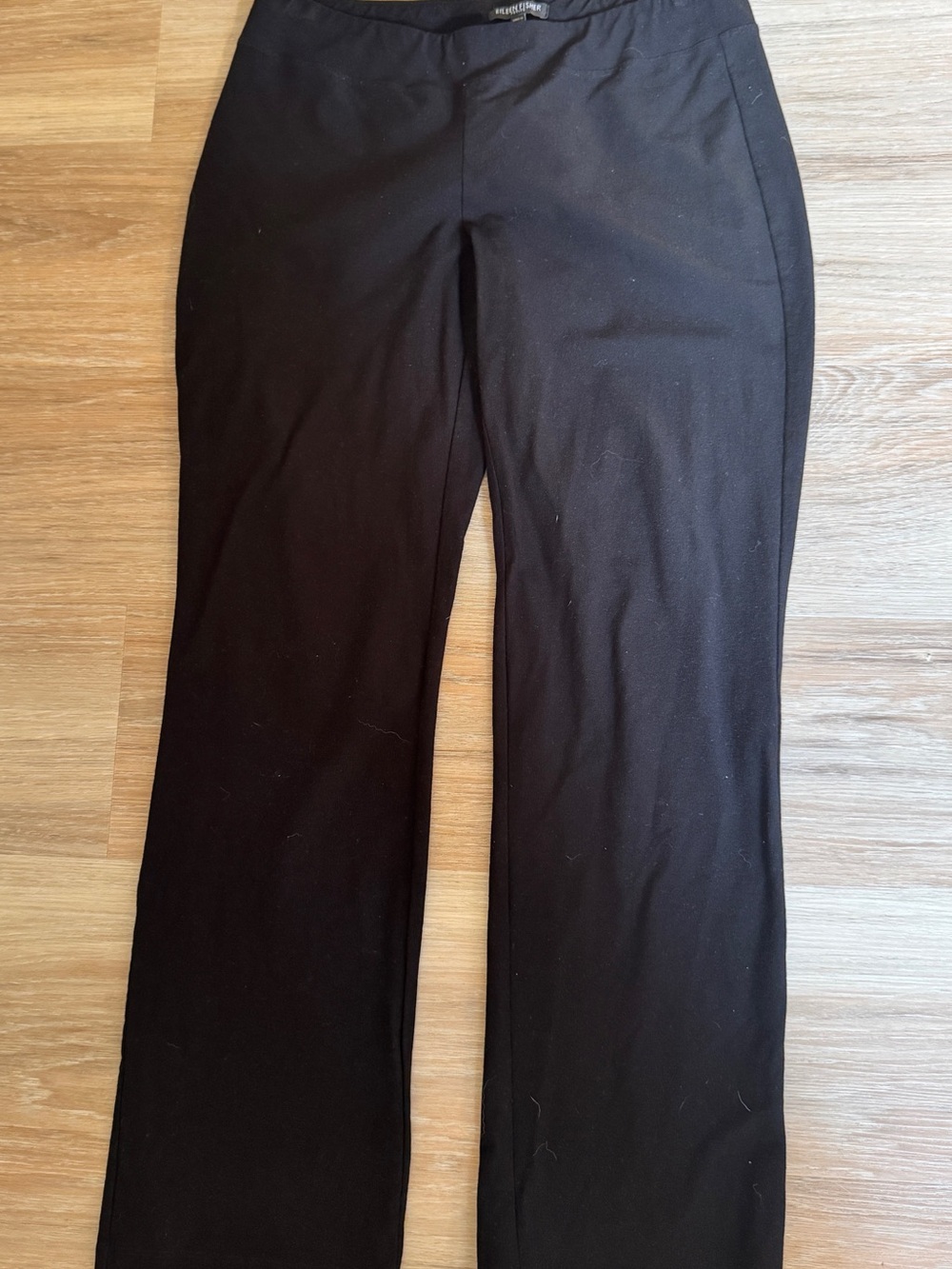 Eileen Fisher Petite Small Black Stretch Viscose Straight Leg Pull On Pants